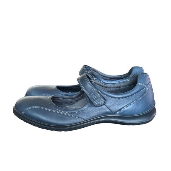 Ecco Sky Navy Blue Leather Mary Jane Flats Size 41 US 10 - 10.5 - Picture 3 of 10